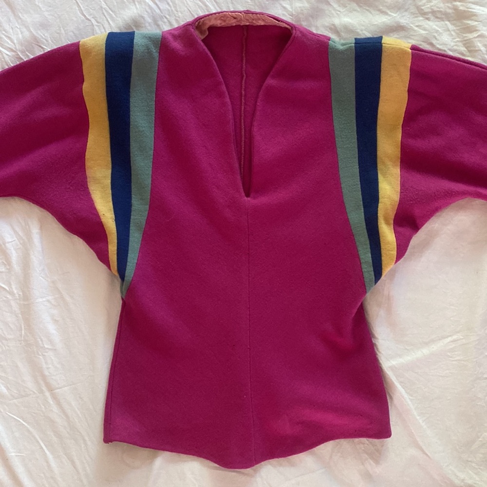 INSANE 40s Vintage Colorblock Wool Blouse w/ Shoulder Pads